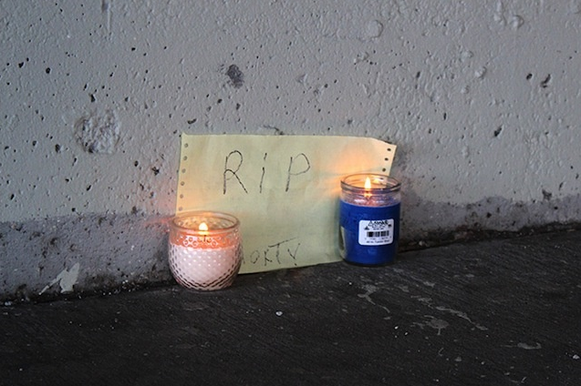 A memorial for a homeless man killed by LAPD employees. Photo by Paul T. Bradley