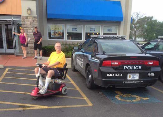 This photo of a Lafayette, Indiana police cruiser parked in a handicapped spot has recently gone viral, prompting public discussion about the day to day abuses of power endemic to policing in the US.