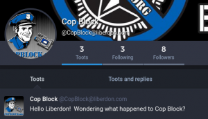 Cop Block's New Account on Liberdon!