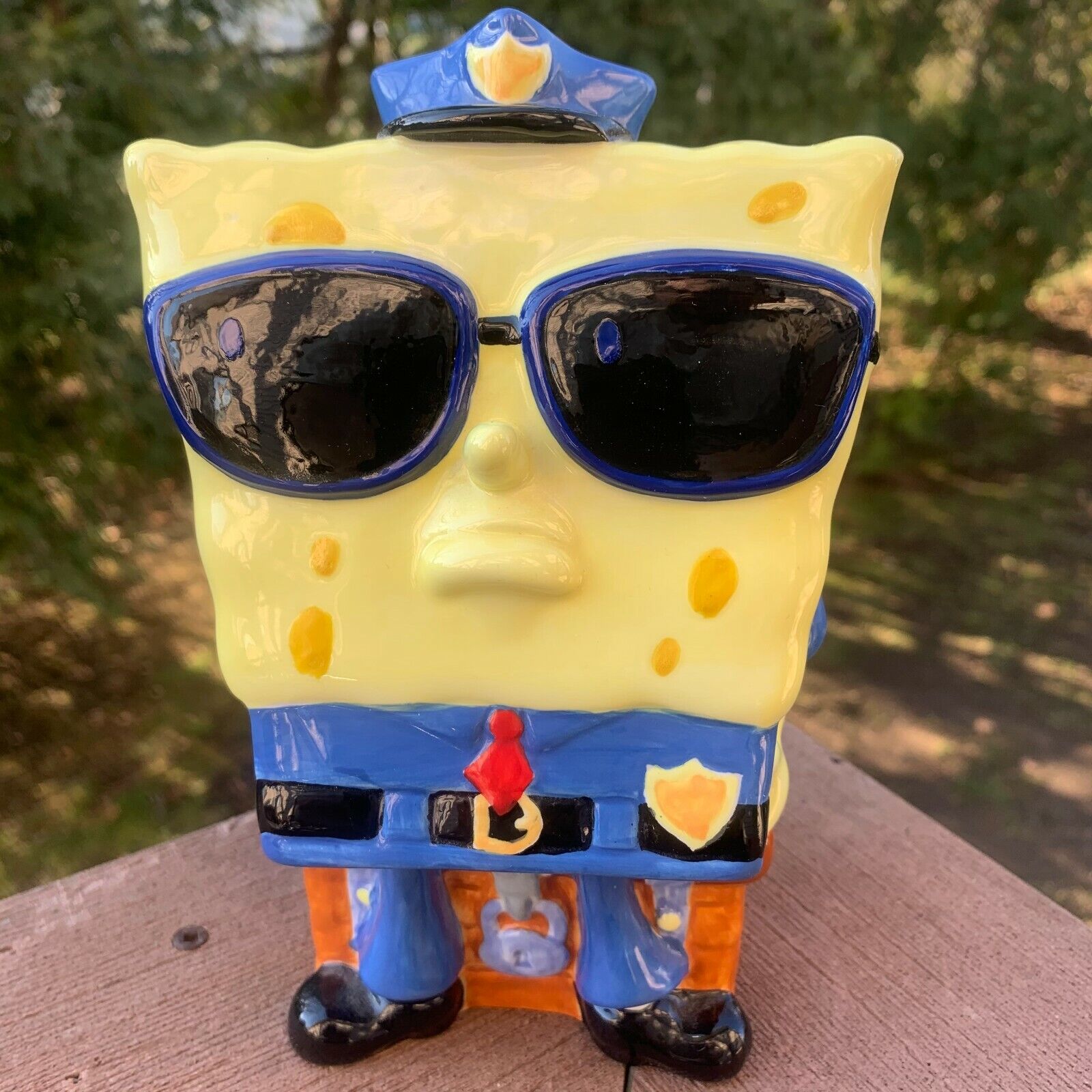 SpongeBob Squarepants Police Officer Ceramic Piggy Coin Bank Nickelodeon EX-Cond