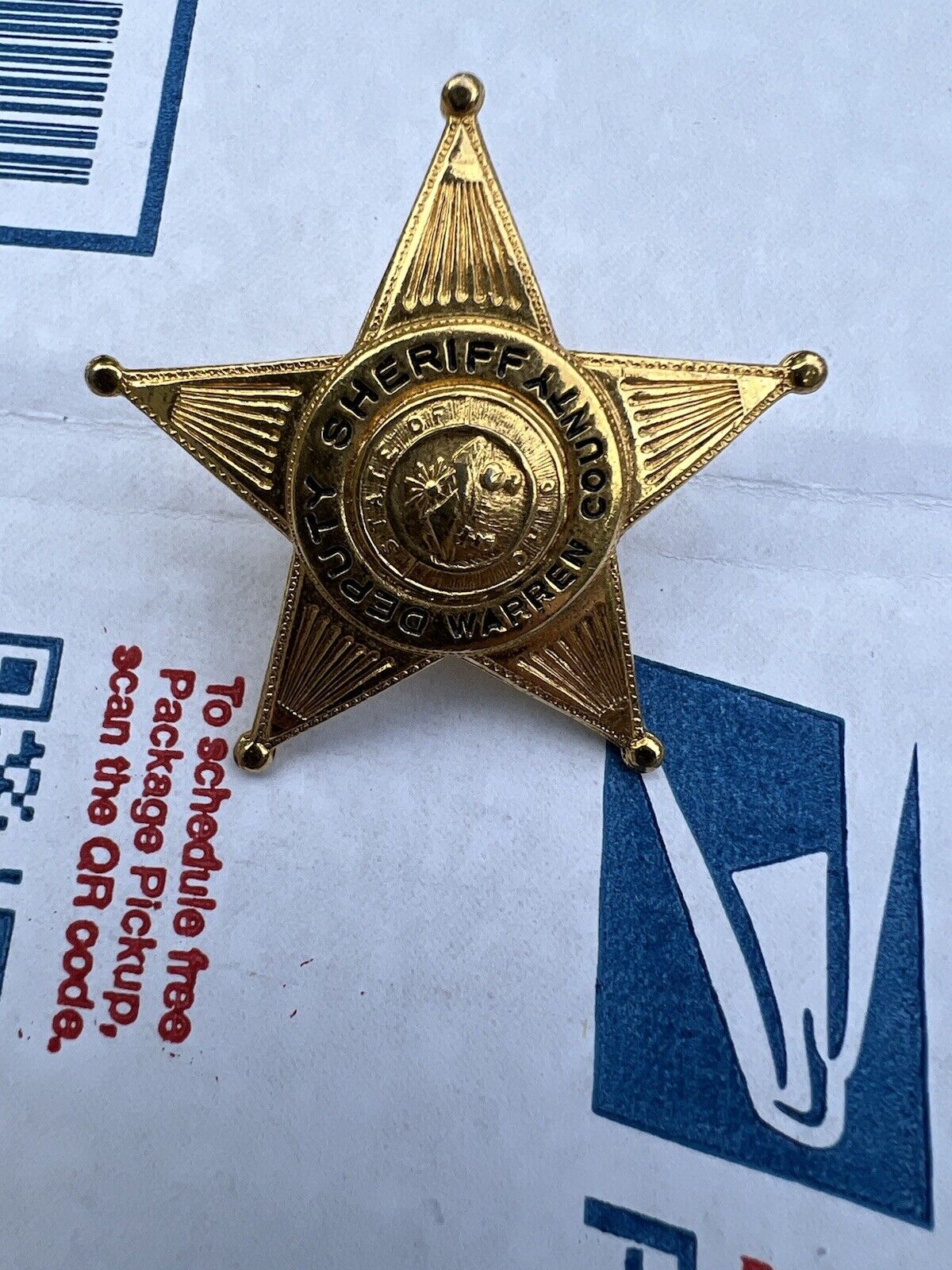 Vintage obsolete R McCalley  Deputy Sheriff Warren County Ohio Star Badge