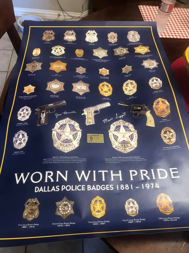DALLAS POLICE DEPARTMENT BADGE HISTORY POSTER SIGNED
