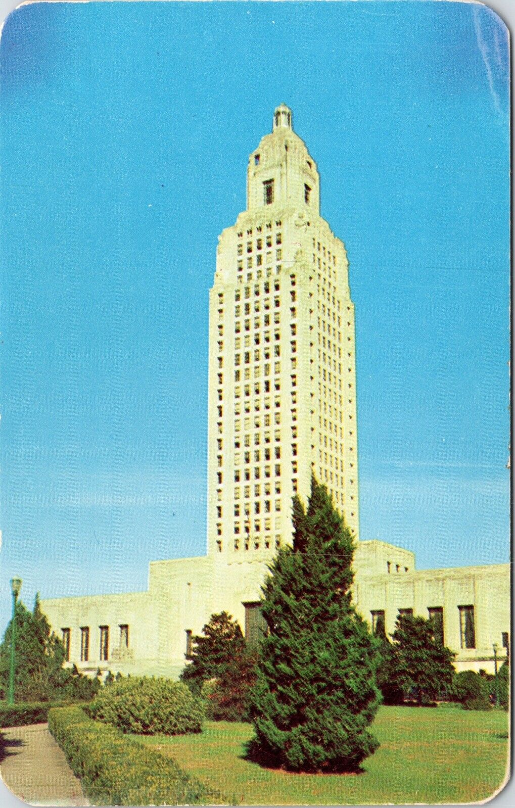 State Capitol Baton Rouge LA Tallest Building South Flowers Vintage Postcard UNP