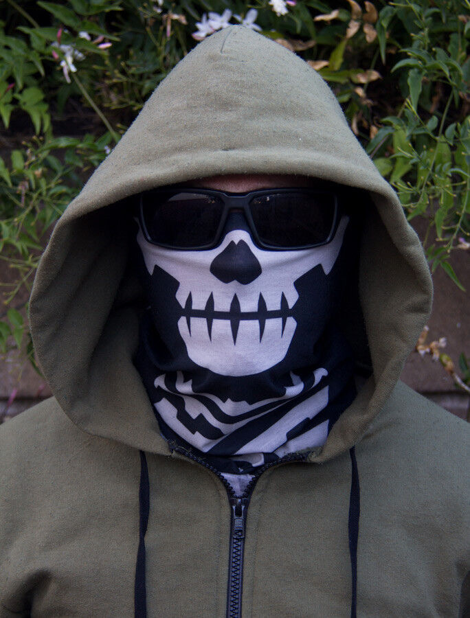 Milspec Monkey MSM SKULL FACE Mask Multi Wrap Head Gear - URBAN SWAT BLACK