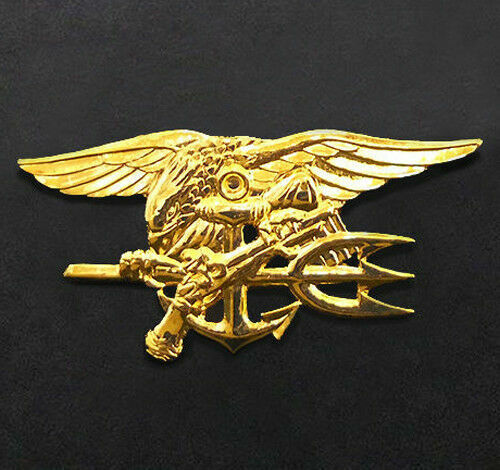 US Navy SEALS Special Warfare Gold Trident Insignia Badge Pin 2-3/4