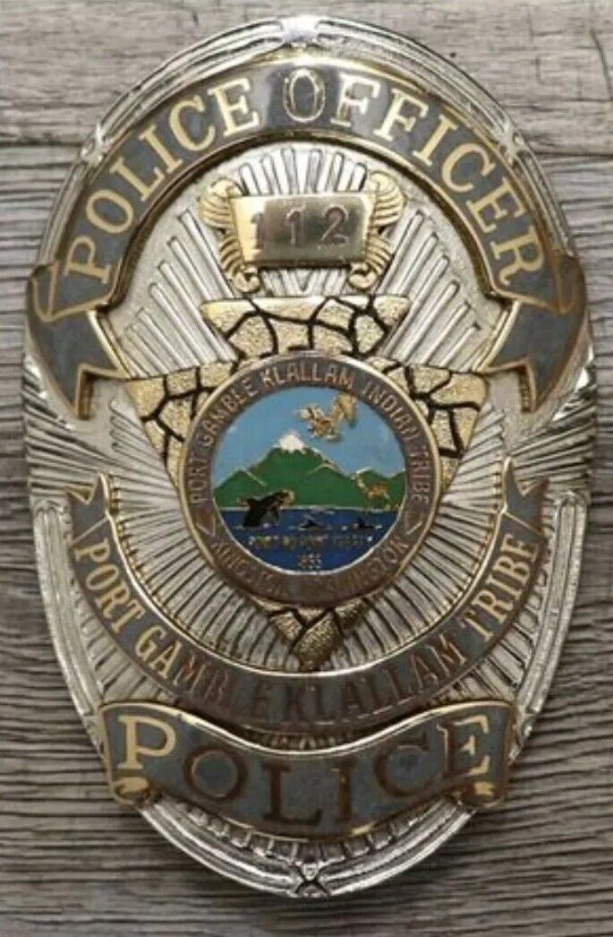 Vintage Port Gamble Klallam Tribe Police Badge.  Washington (full Size)