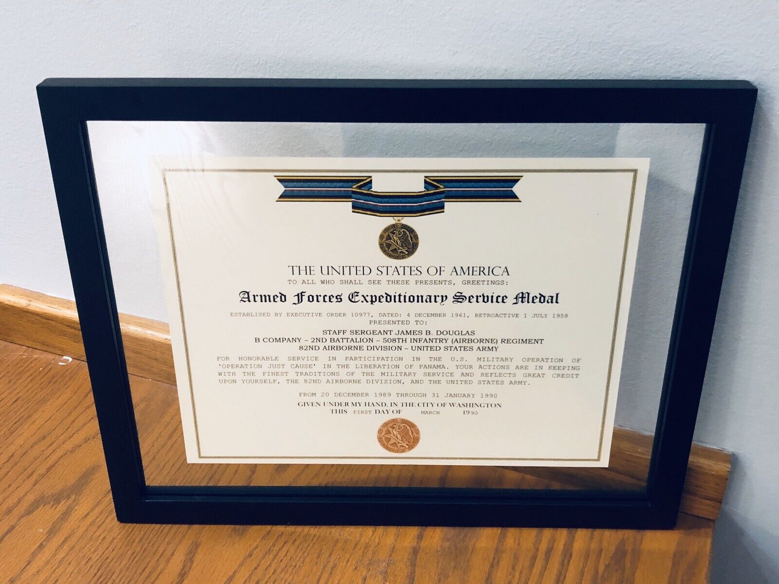 ARMED FORCES EXPEDITIONARY MEDAL / VETERAN COMMEMORATIVE CERTIFICATE