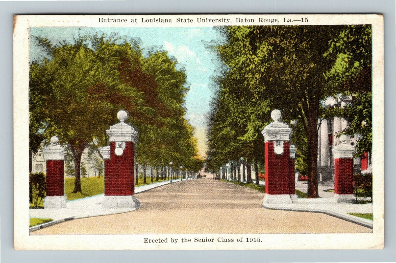 Baton Rouge LA- Louisiana, Entrance, State University, Vintage c1921 Postcard