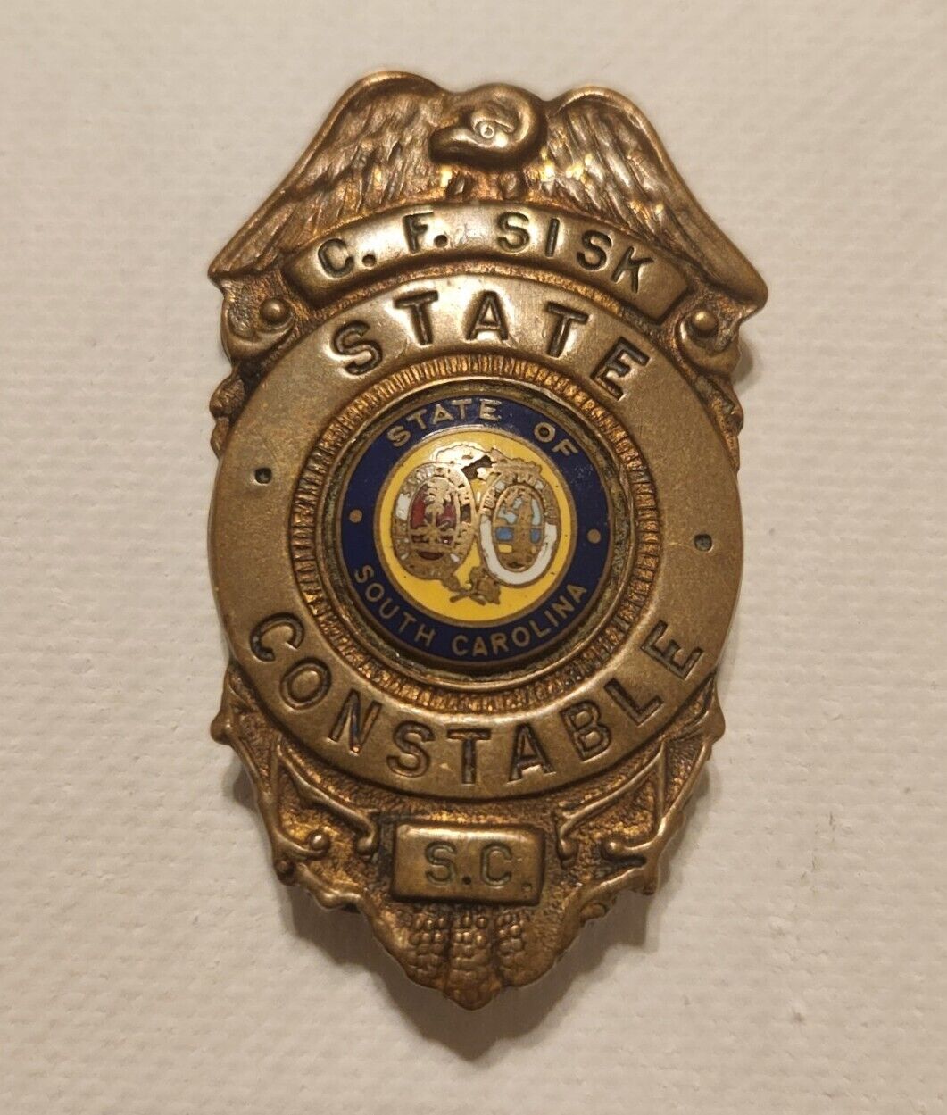 Antique Vintage Obsolete SC South Carolina State Constable Police Badge Shield
