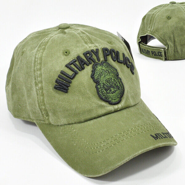 Military Police Green Cap Distressed Military Hat US Army MP Low Profile Cotton