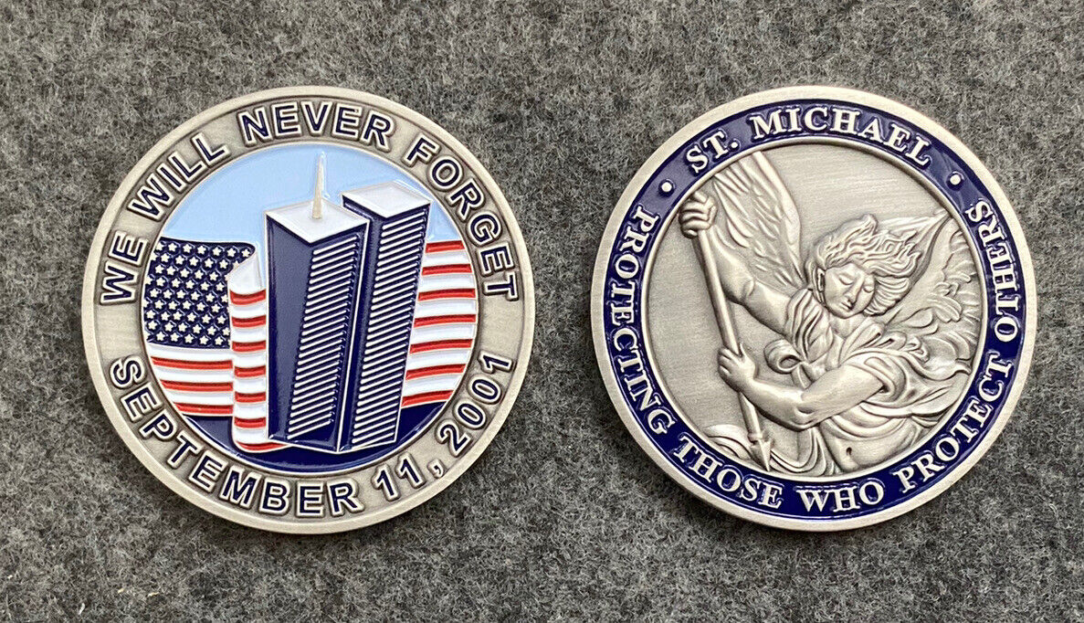 9/11 St. Michael Police Challenge Coin NYPD Never Forget - 