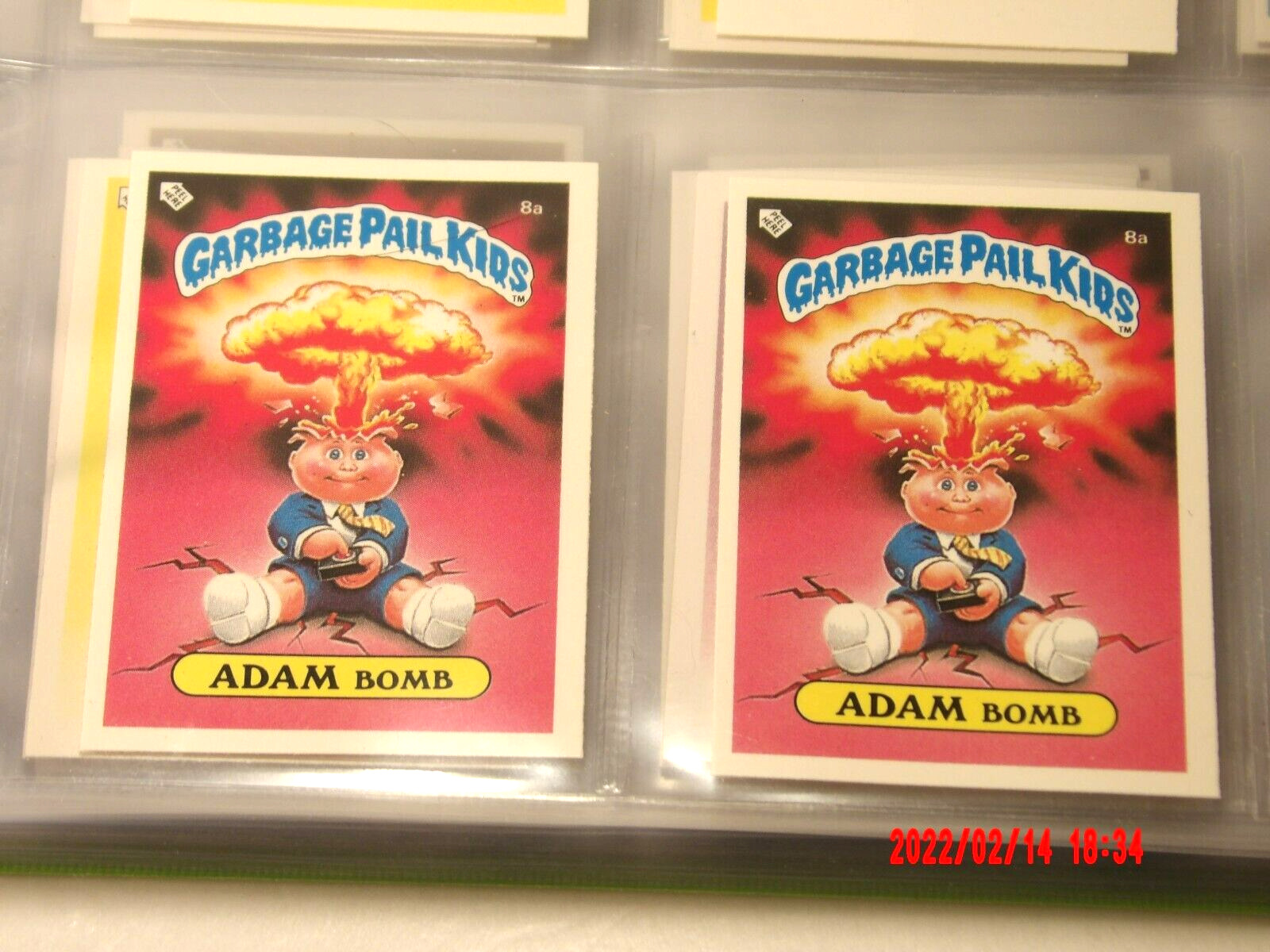 1985 Garbage Pail Kids 1st Series Adam Bomb &Blasted Billy -NICE Uk