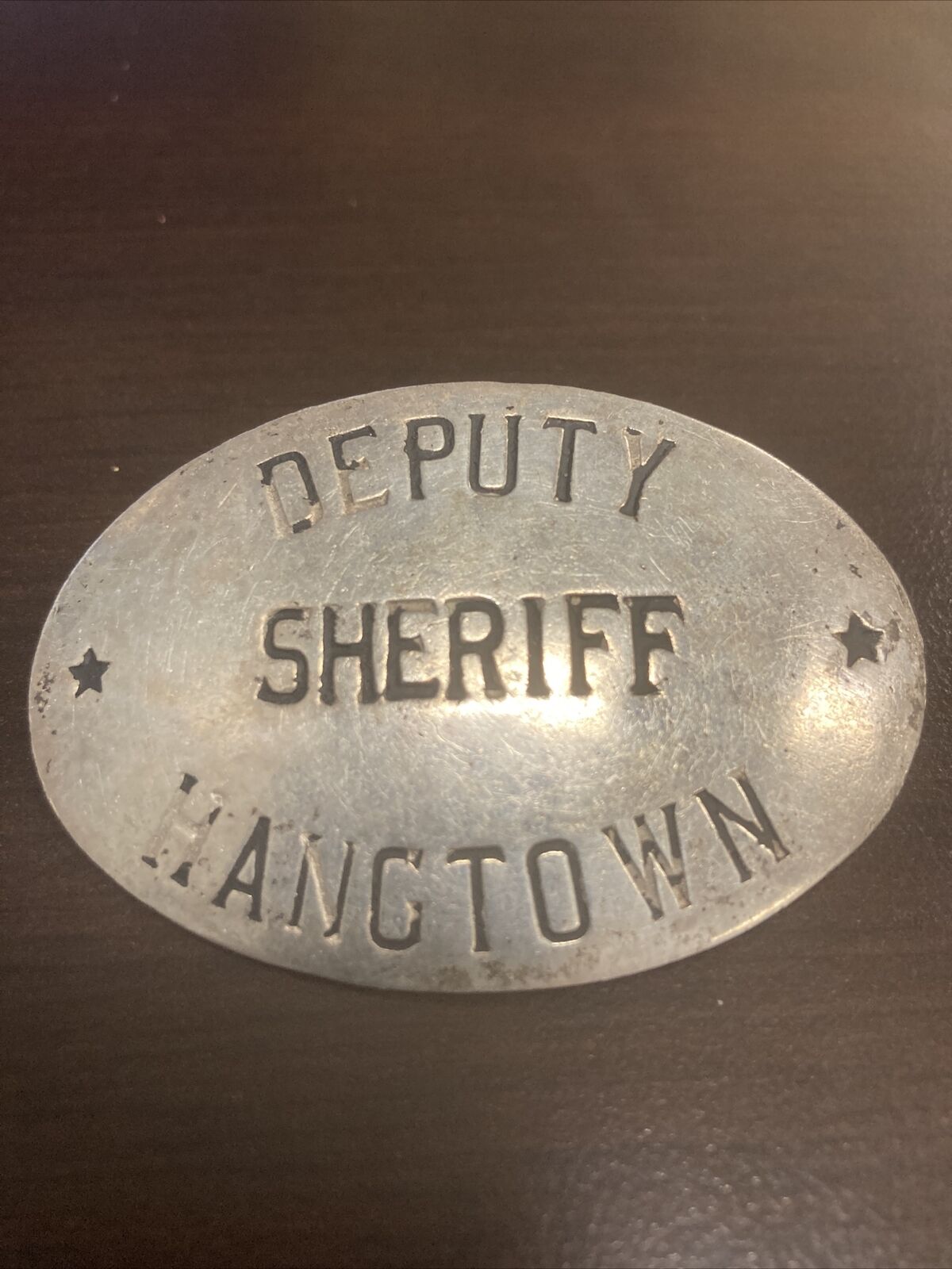 Antique Silver Deputy Sheriff Hangtown Pin Badge 2.5