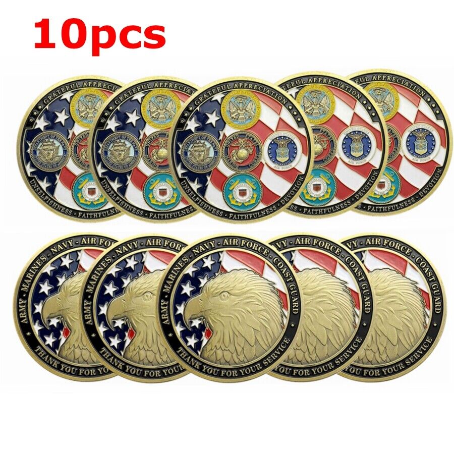 10pcs US Military Family Challenge Coin Veteran Military Army Navy Armed Forces