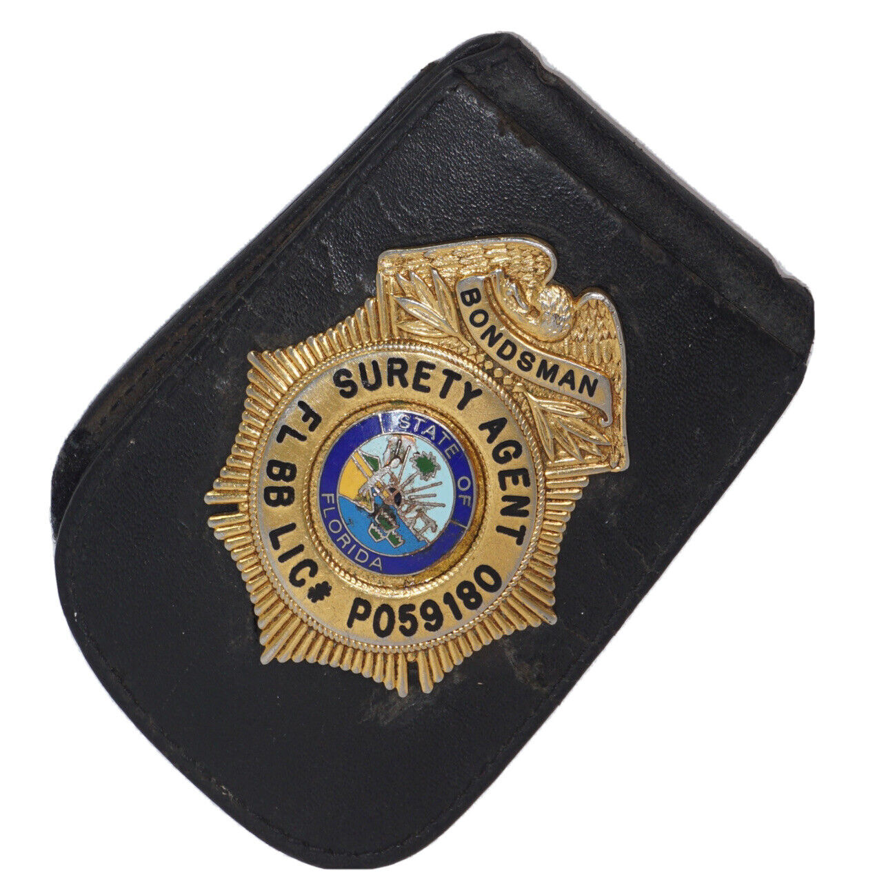 VINTAGE State of Florida Bondsman Official Badge w/Case by Smith & Warren