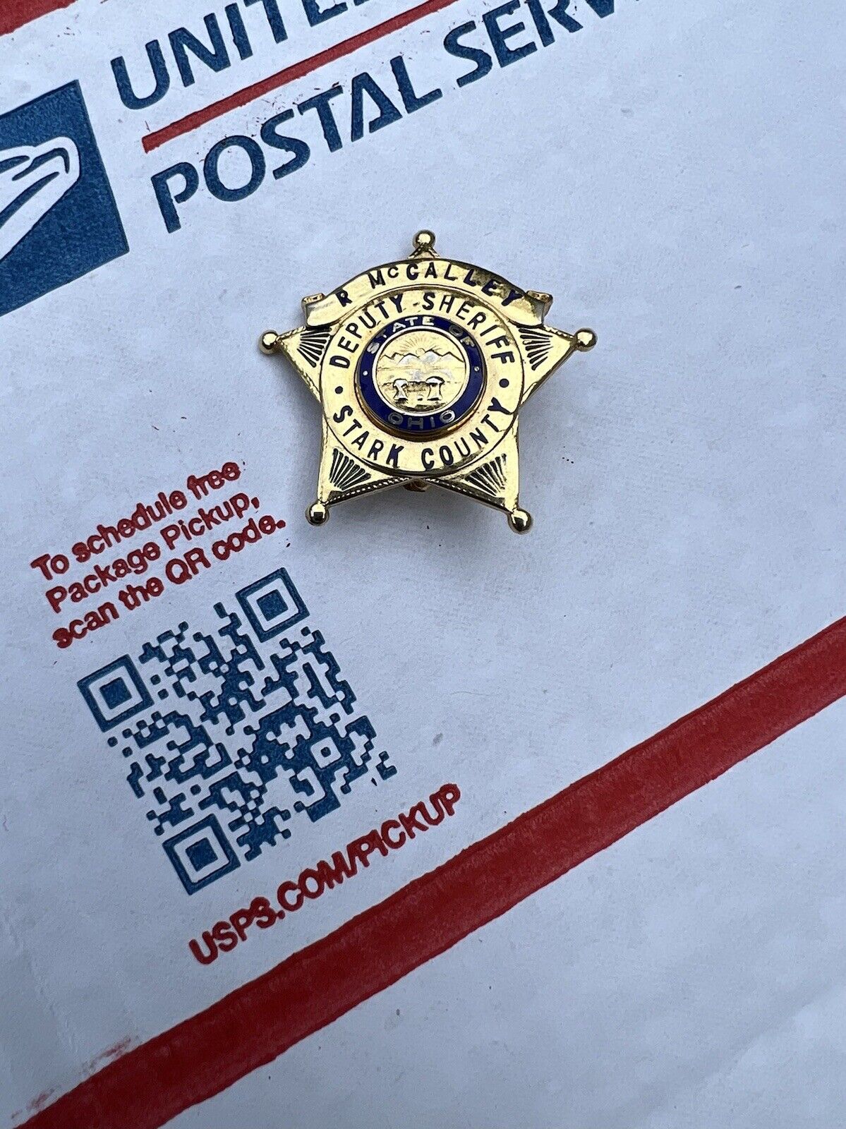 Vintage obsolete R McCalley  Deputy Sheriff Stark County Ohio Star Badge
