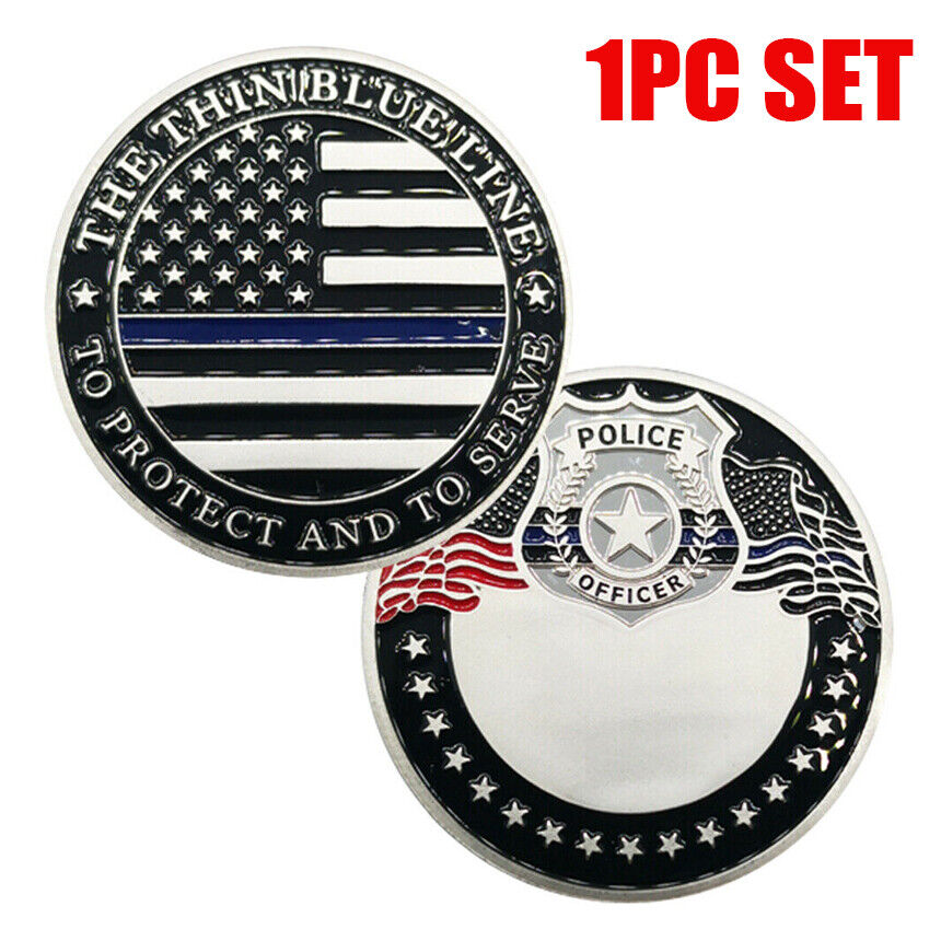 Police Officer Challenge Coin Law Enforcement Collectible Blue Lives Coins