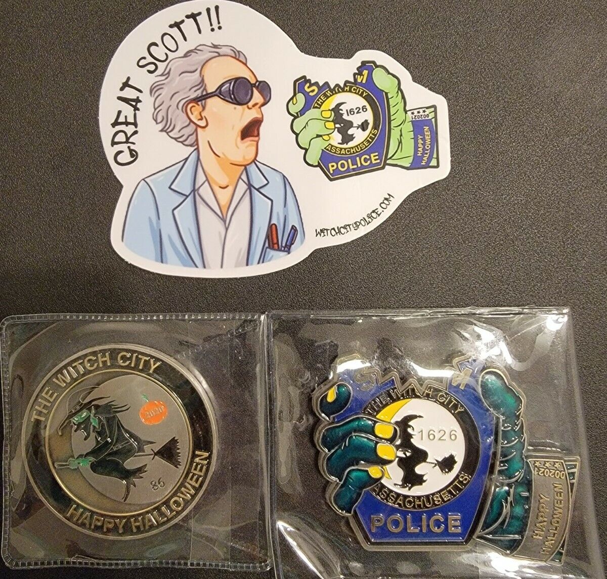 Salem Police Halloween Challenge Coin Set 2020 & 2021. Individually numbered.