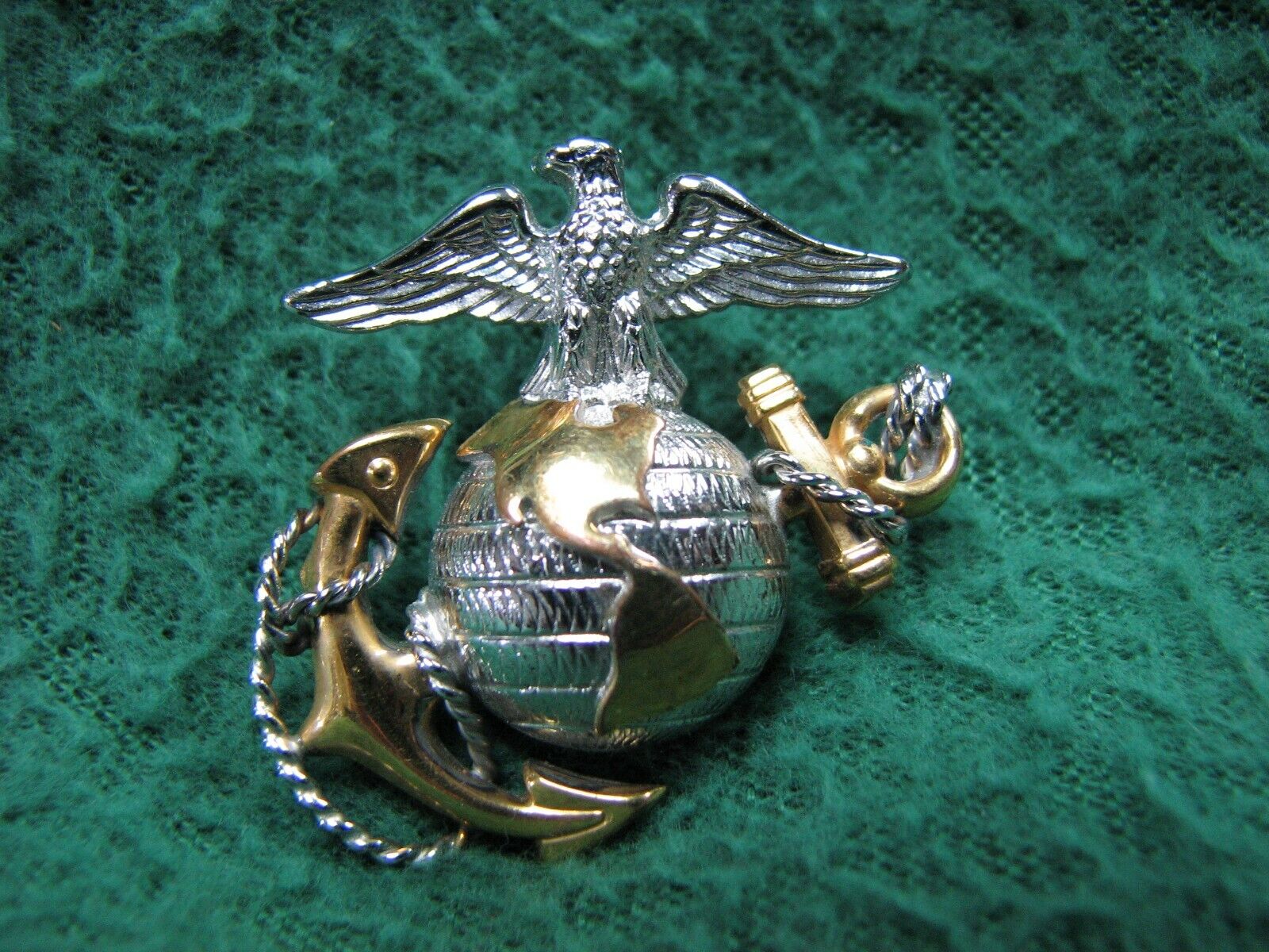 U.S. Military USMC  Marines  EAGLE EARTH & ANCHOR Pin  Sterling & Gold Filled