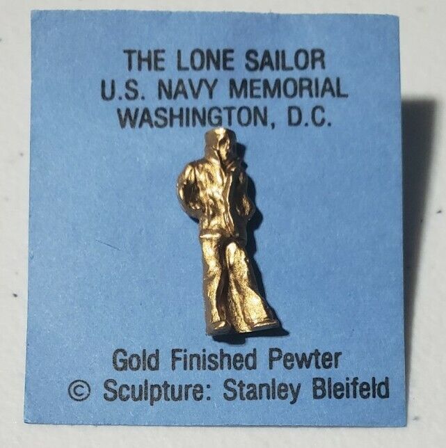 Rare Vintage The Lone Sailor Hat/Lapel Pin Gold Pewter United States Navy 