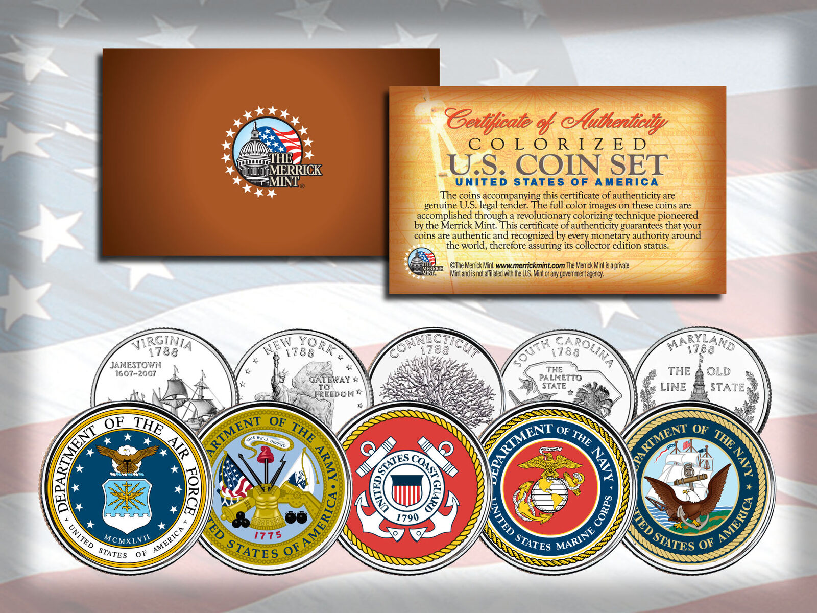 US ARMED FORCES State Quarter 5-Coin Set ARMY NAVY MARINES AIR FORCE COAST GUARD
