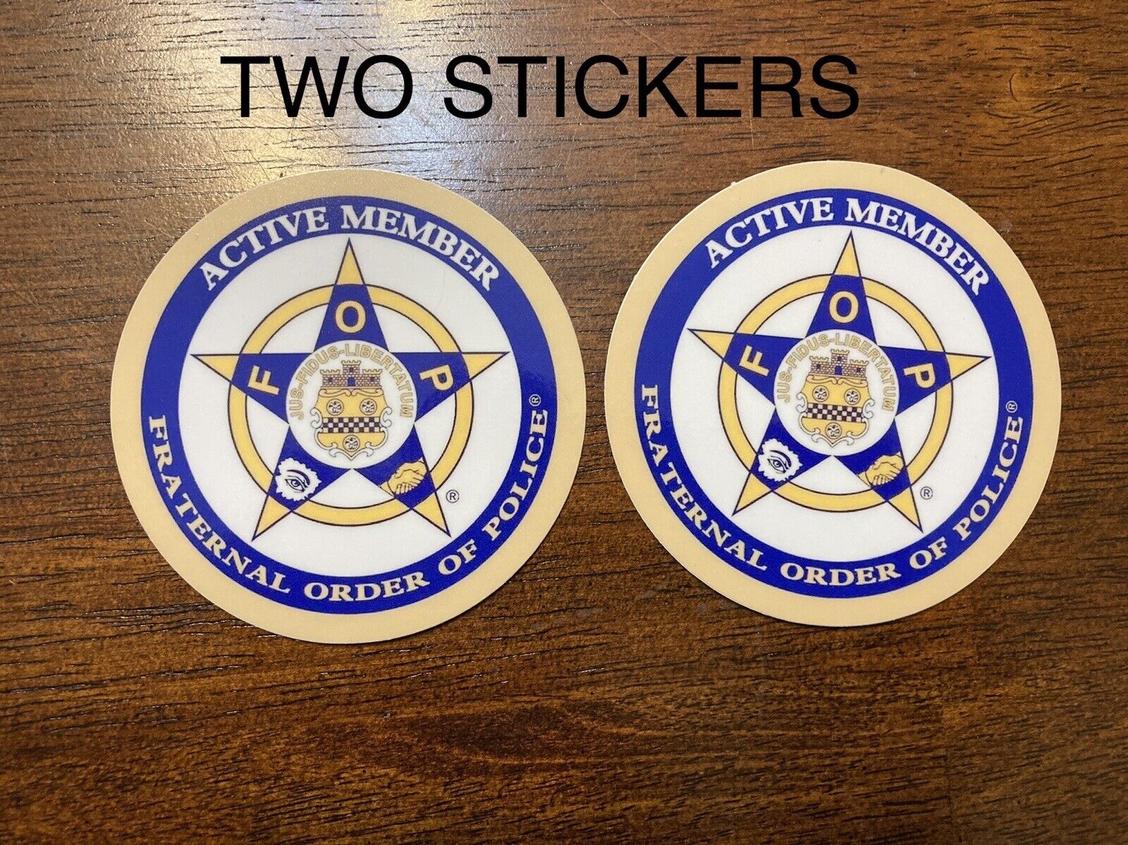 Two FOP Fraternal Order of Police Bumper Sticker Car Outside Window Decal 3”