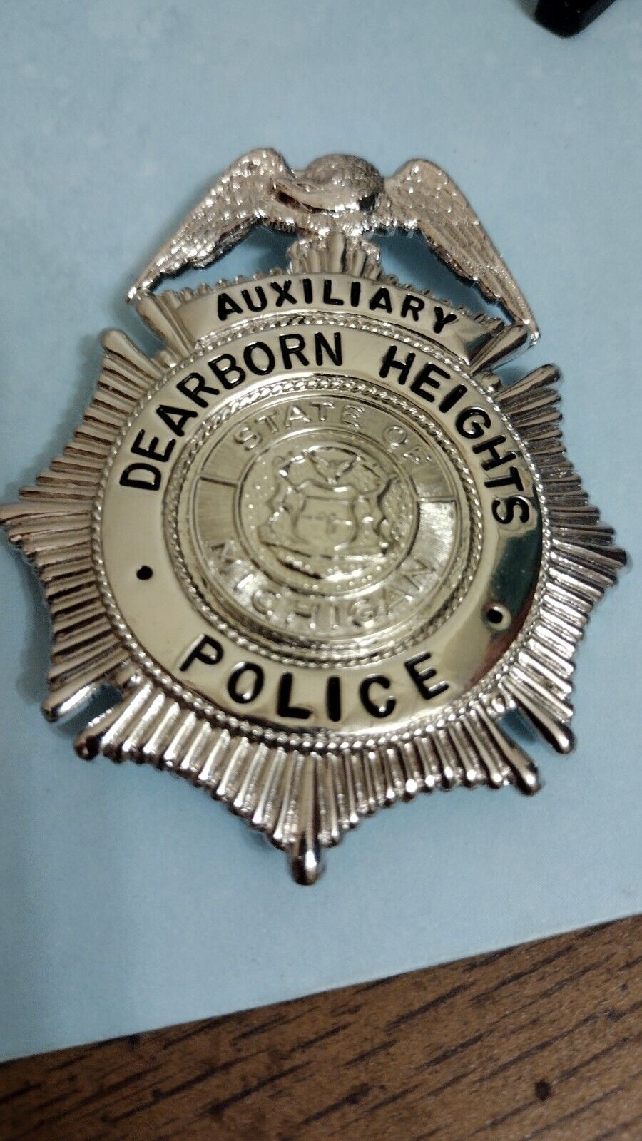 Obsolete Vintage Dearborn Heights Michigan Police Badge Blackinton 