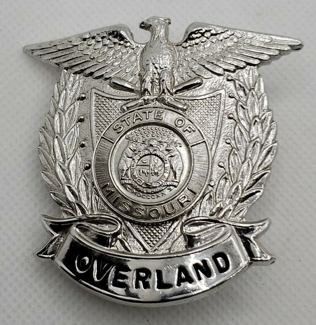 VINTAGE OBSOLETE Police Silver Badge Pin Overland MO State of Missouri St Louis