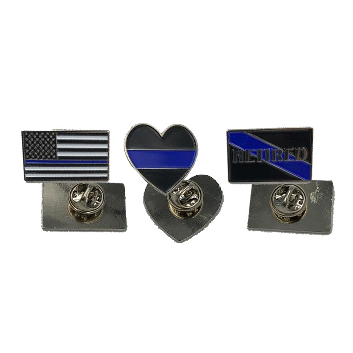 Thin Blue Line Pin Set: 3 Law Enforcement Police Pins for $6