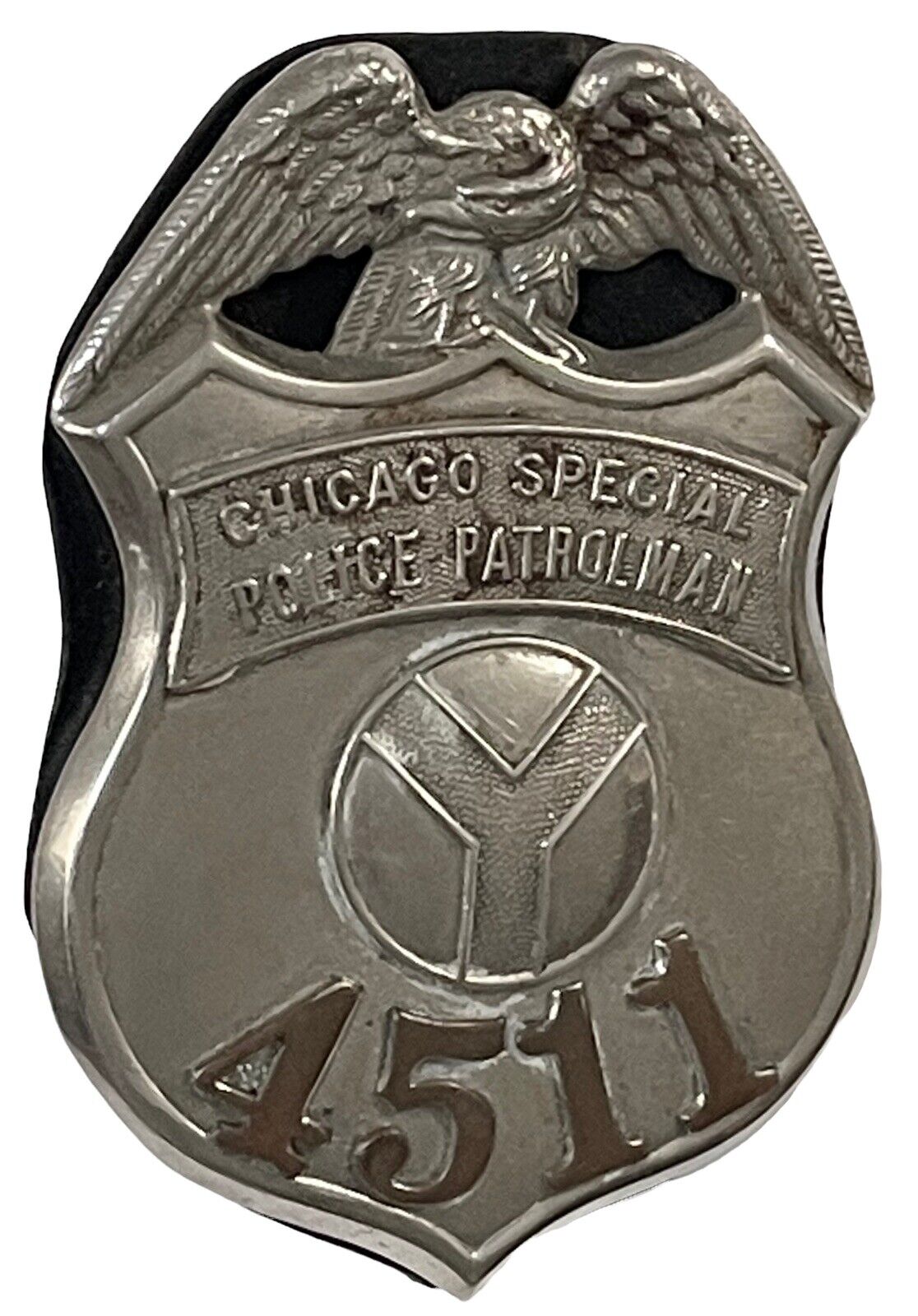 CHICAGO SPECIAL POLICE PATROLMAN Obsolete Badge Eagle, River “Y” C.H. Hanson Co.