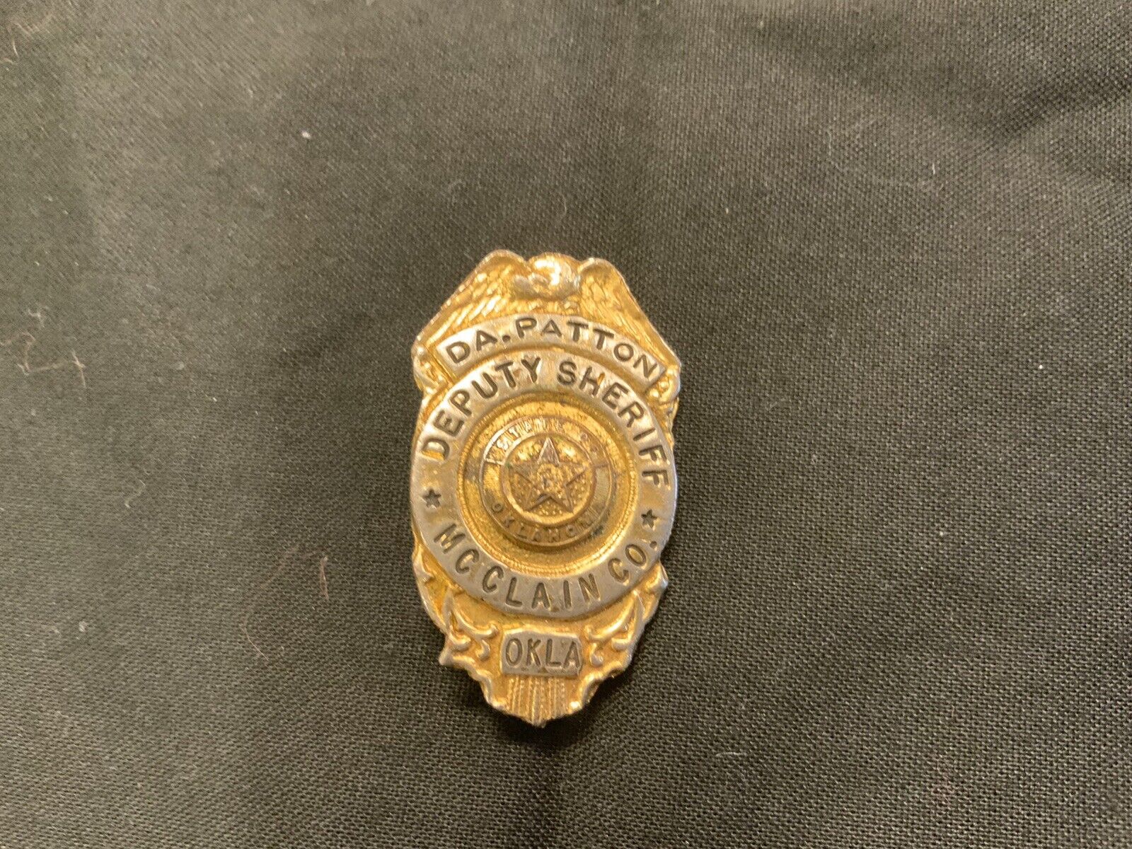 Vintage Miniature Police Badge “Deputy Sheriff” D.A. Patton McClain Co. Oklahoma