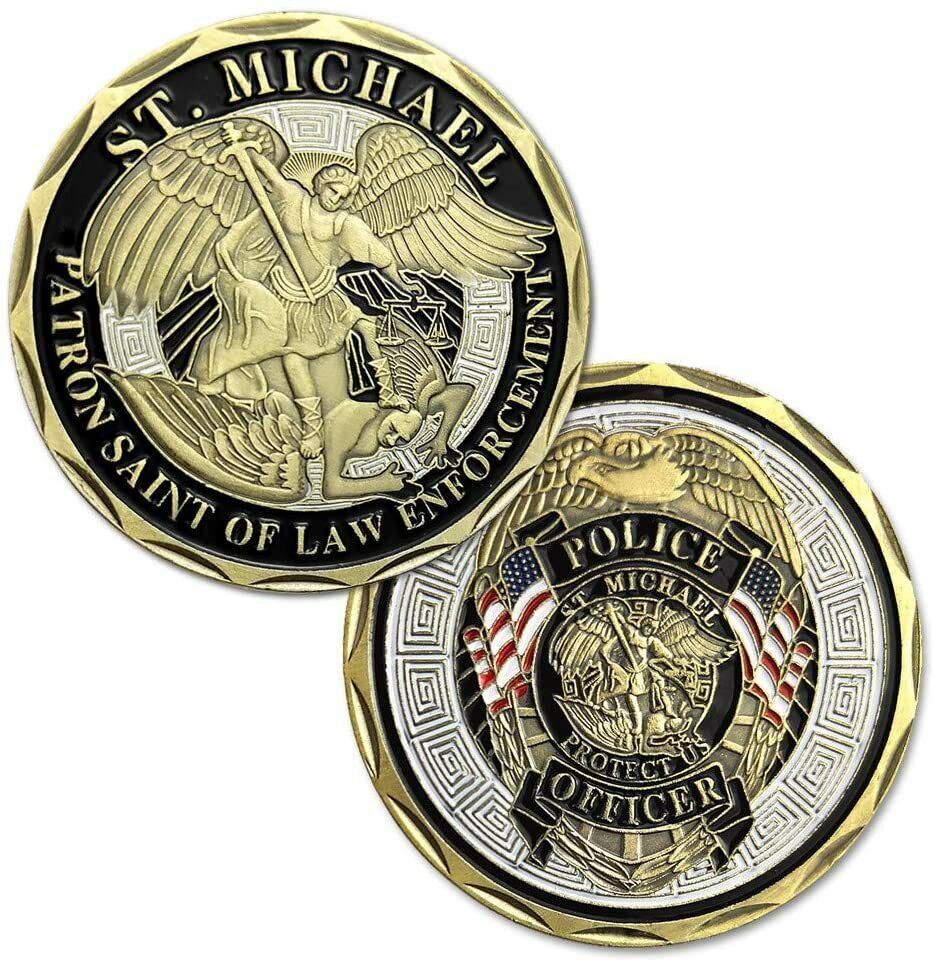 Police Officer Coin St Michael Badge Law Enforcement Challenge Collectible Coins
