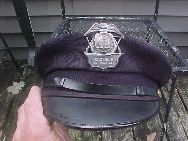 VINTAGE POLICE OFFICER HAT - KENOSHA CONSTABLE BADGE  - SMALL SIZE