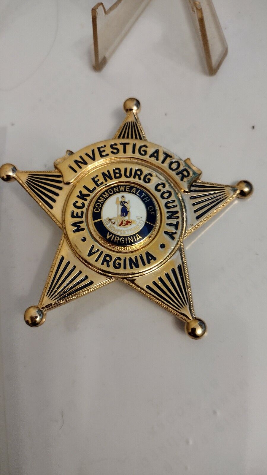 Obsolete Mecklenburg County Virginia Sheriff Investigator Police Badge Hallmark