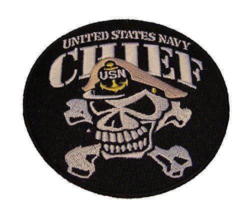 USN NAVY CHIEF SKULL AND CROSSBONES PATCH INITIATION INITIATED CPO KHAKI SAILOR 