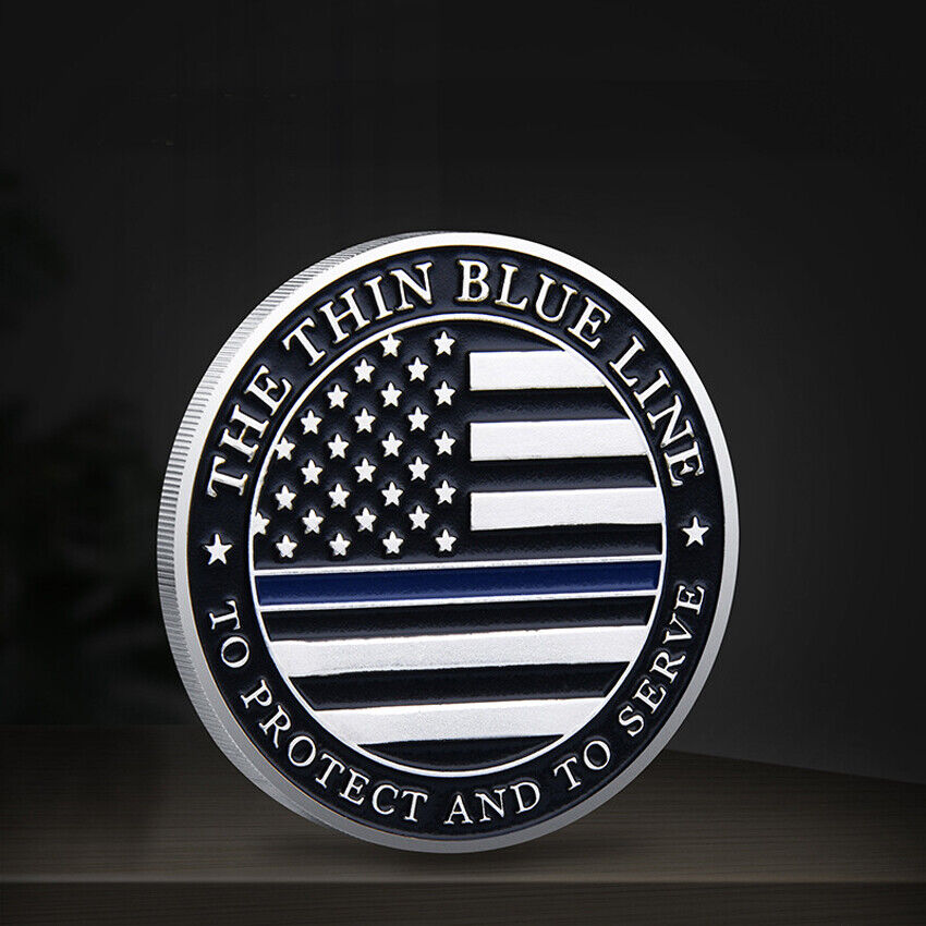 Police Officers Flag Law Enforcement Thin Blue Line Challenge Coin Coins Coins
