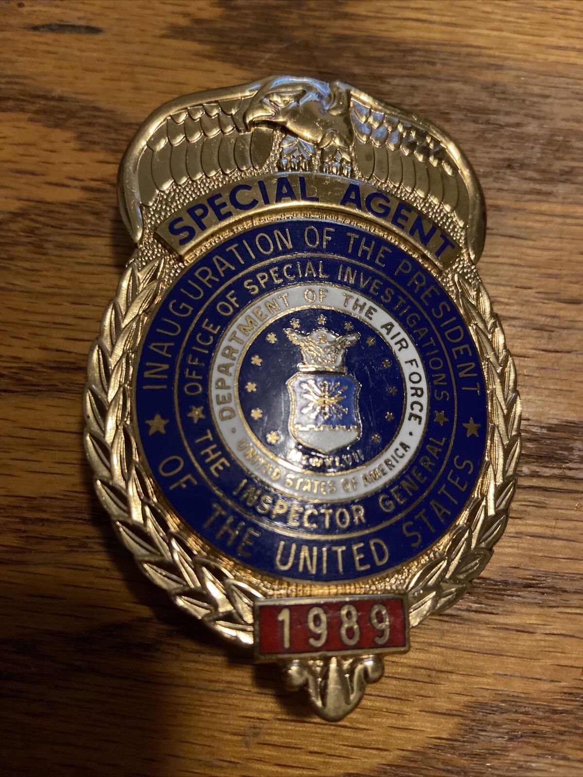 obsolete 1989 Air Force Inspector General Agent Police Inauguration Badge