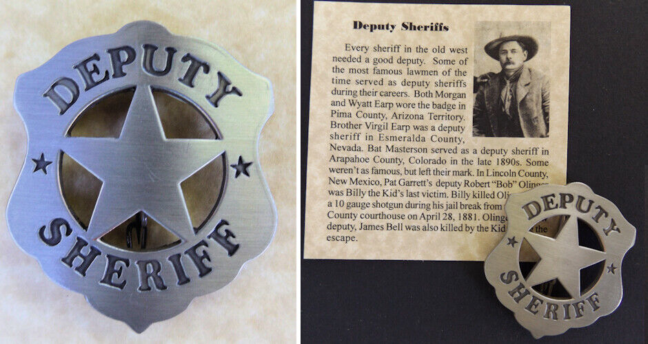 Deputy Sheriff Old West Style Badge, silver, western, Robert Bob Olinger