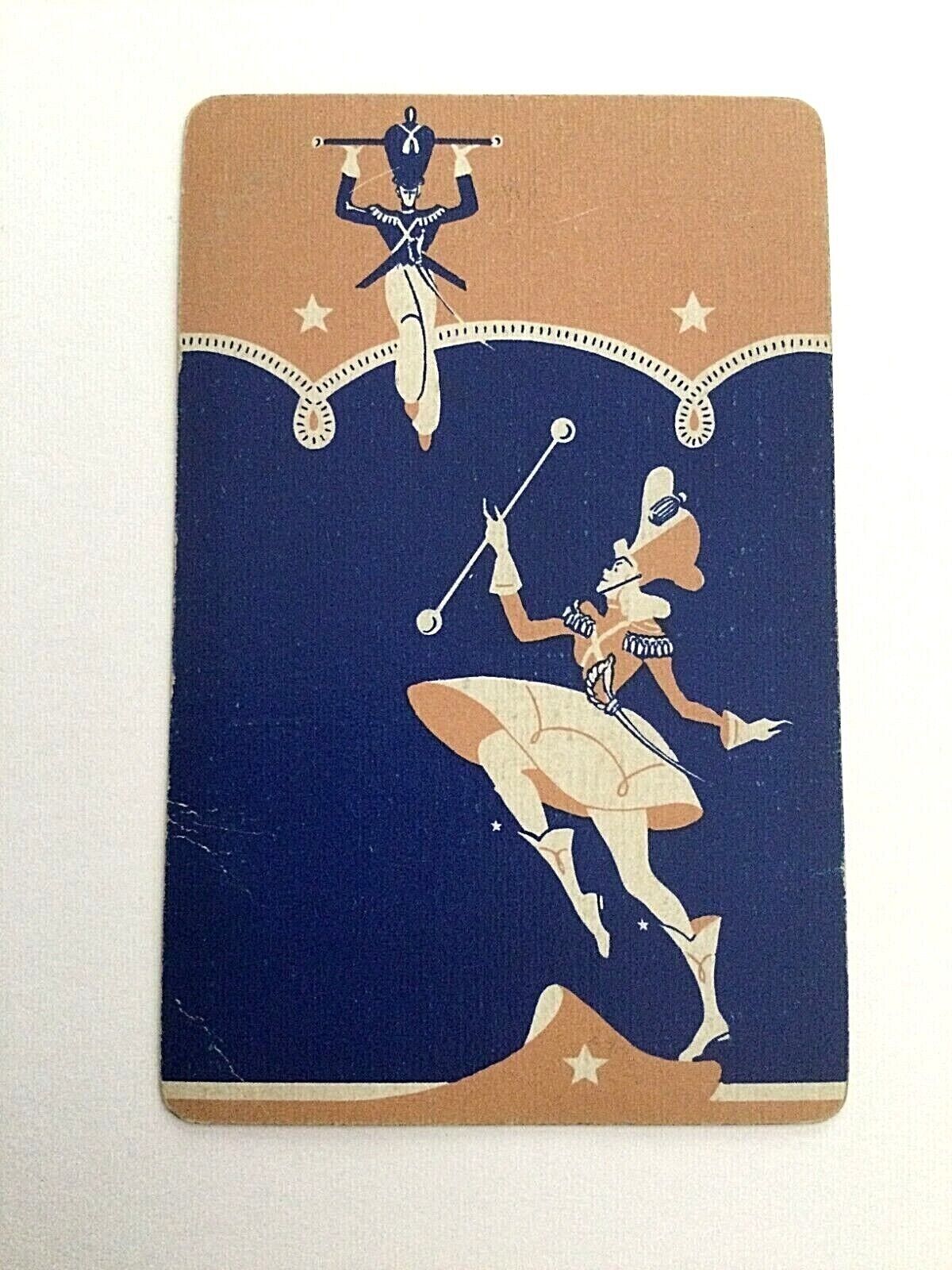 1930's Linen Drum Major & Baton Twirler Blue Single Swap Playing Card
