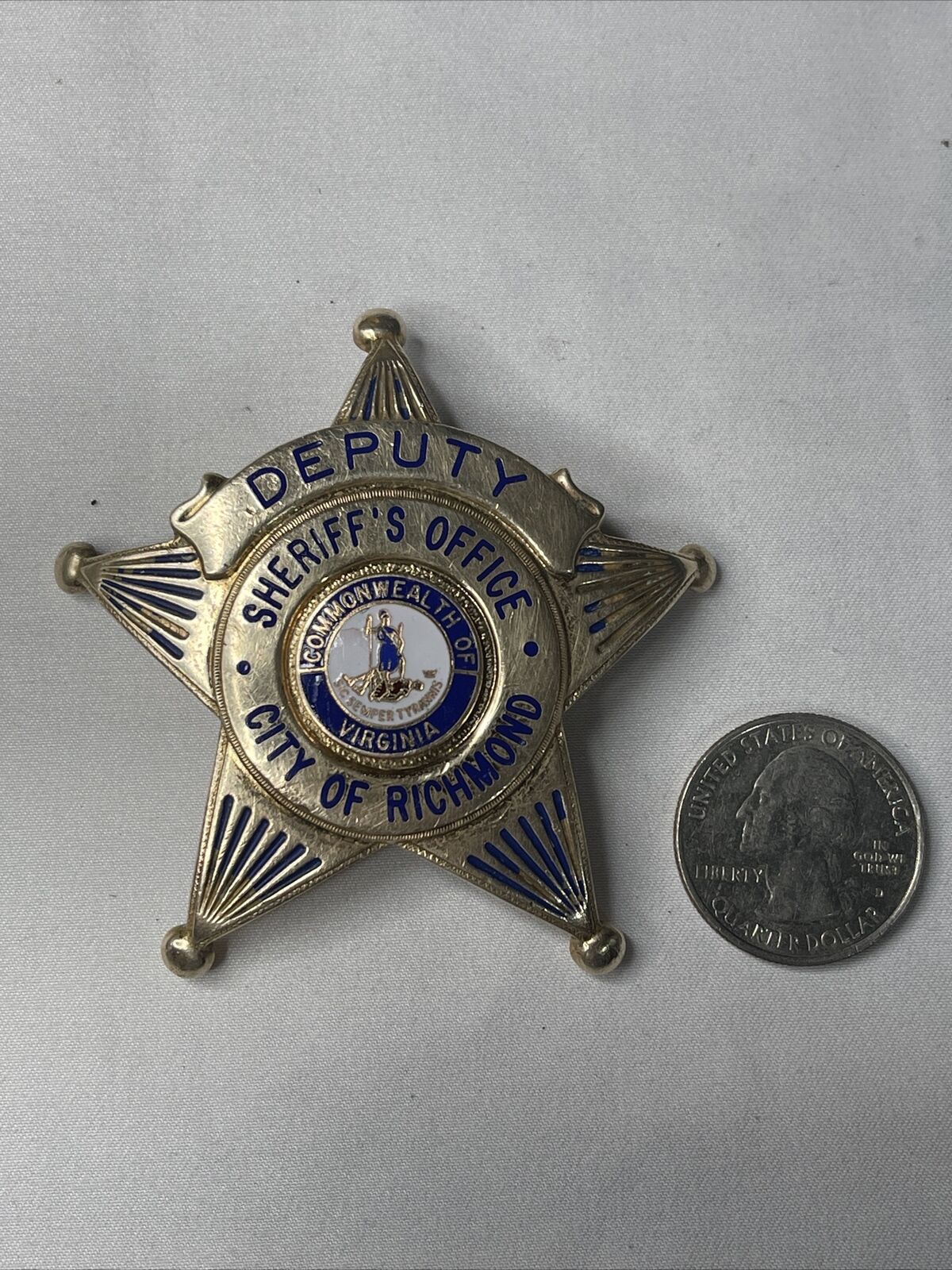 Vintage Obsolete Deputy Sheriff City Of Richmond Police Badge Numbered