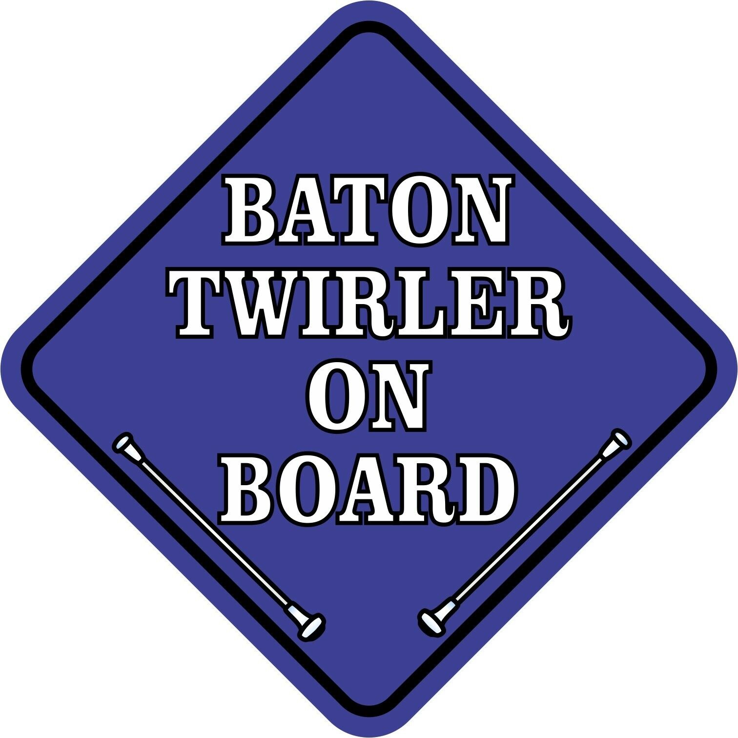 5in x 5in Blue Baton Twirler on Board Sticker Car Truck Vehicle Bumper Decal