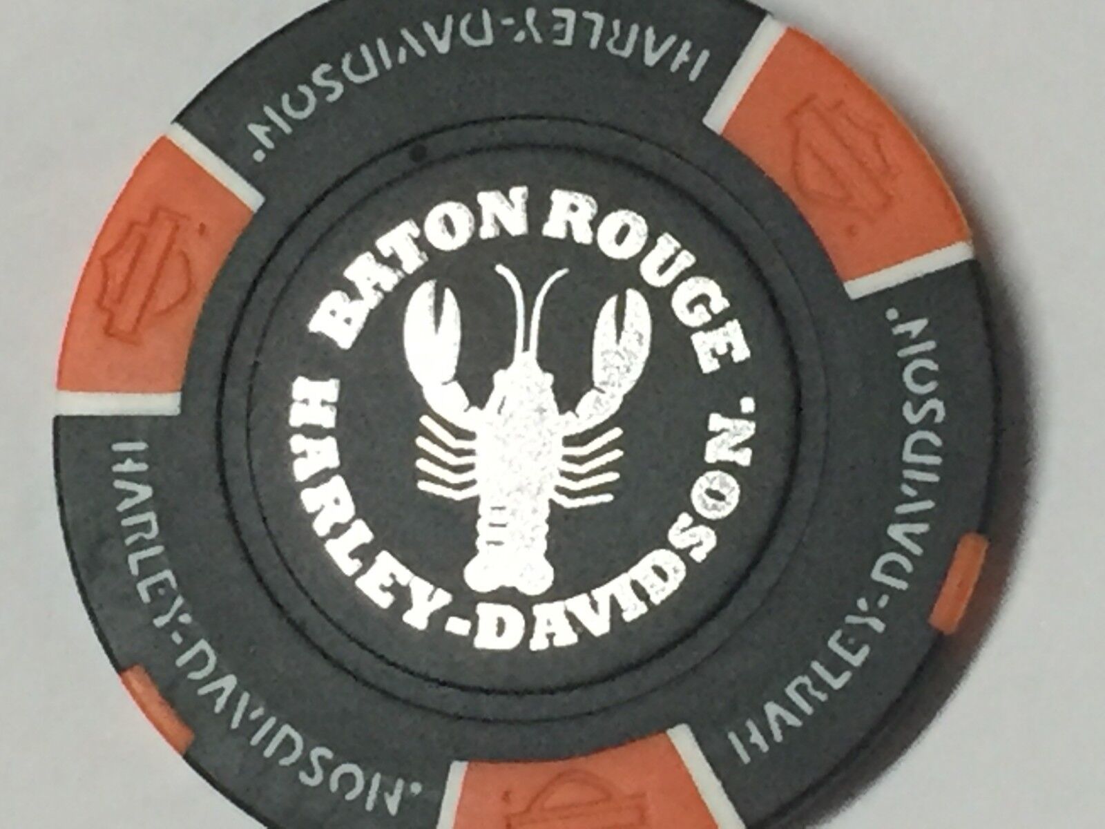 Harley Poker CHIP   BATON ROUGE HD   BATON ROUGE, LA    BLACK & ORANGE 