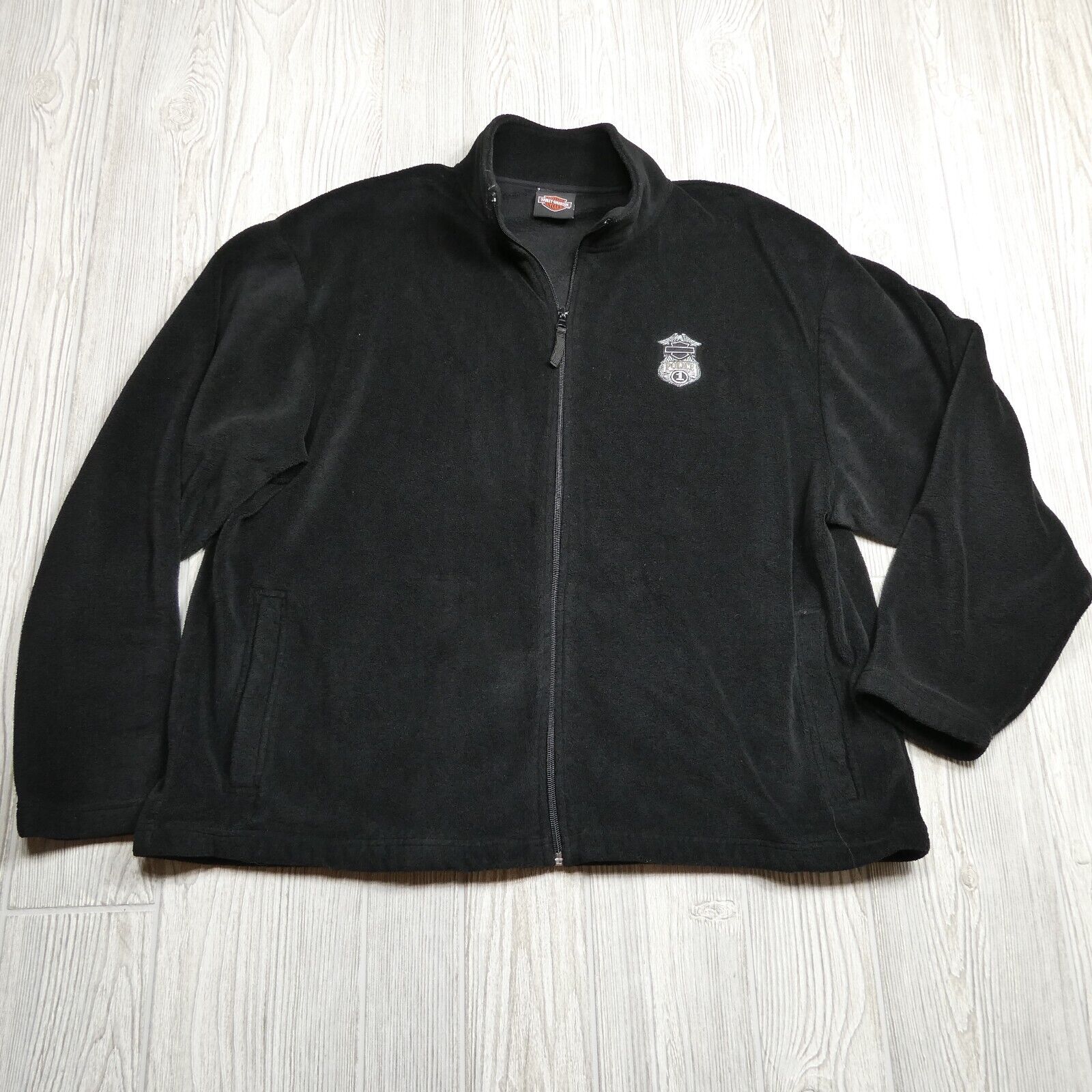 Harley Davidson Fleece Jacket Adult Medium Black Full Zip Embroidered Police
