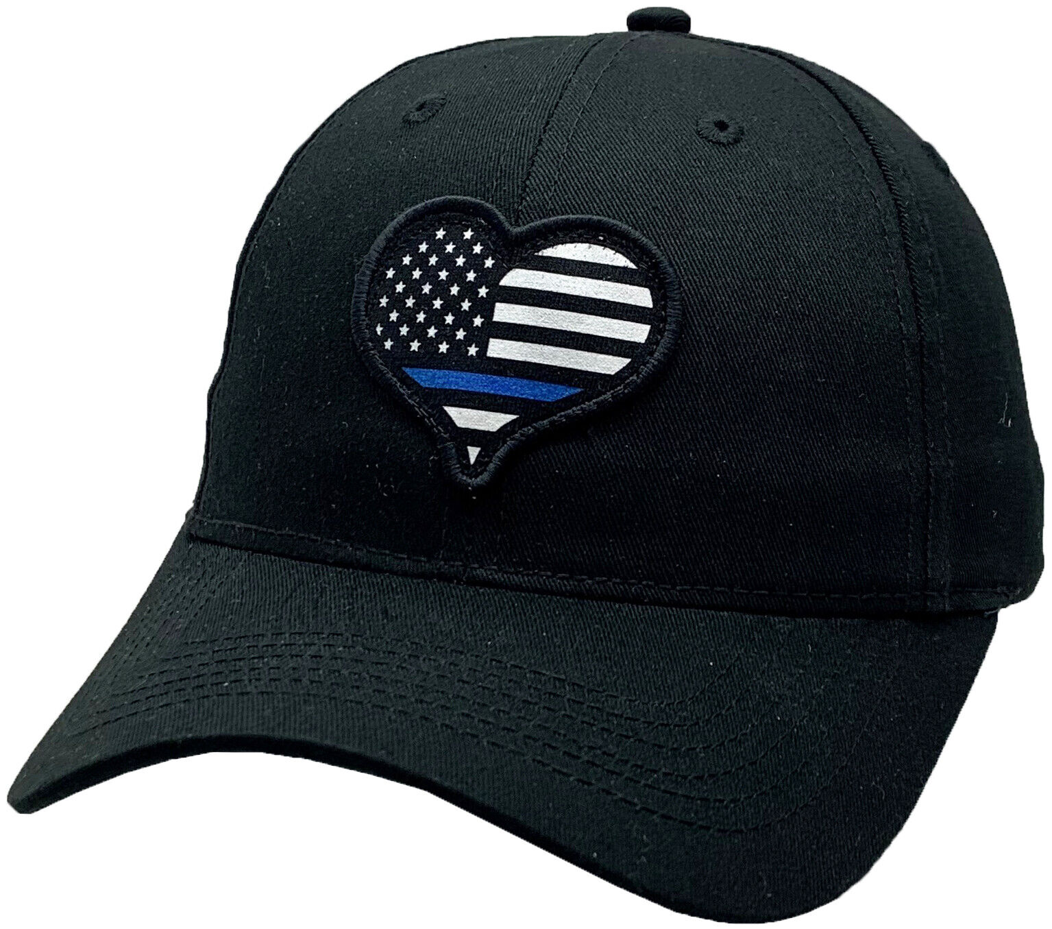 Blue Line Heart Patch Adjustable Twill Hat