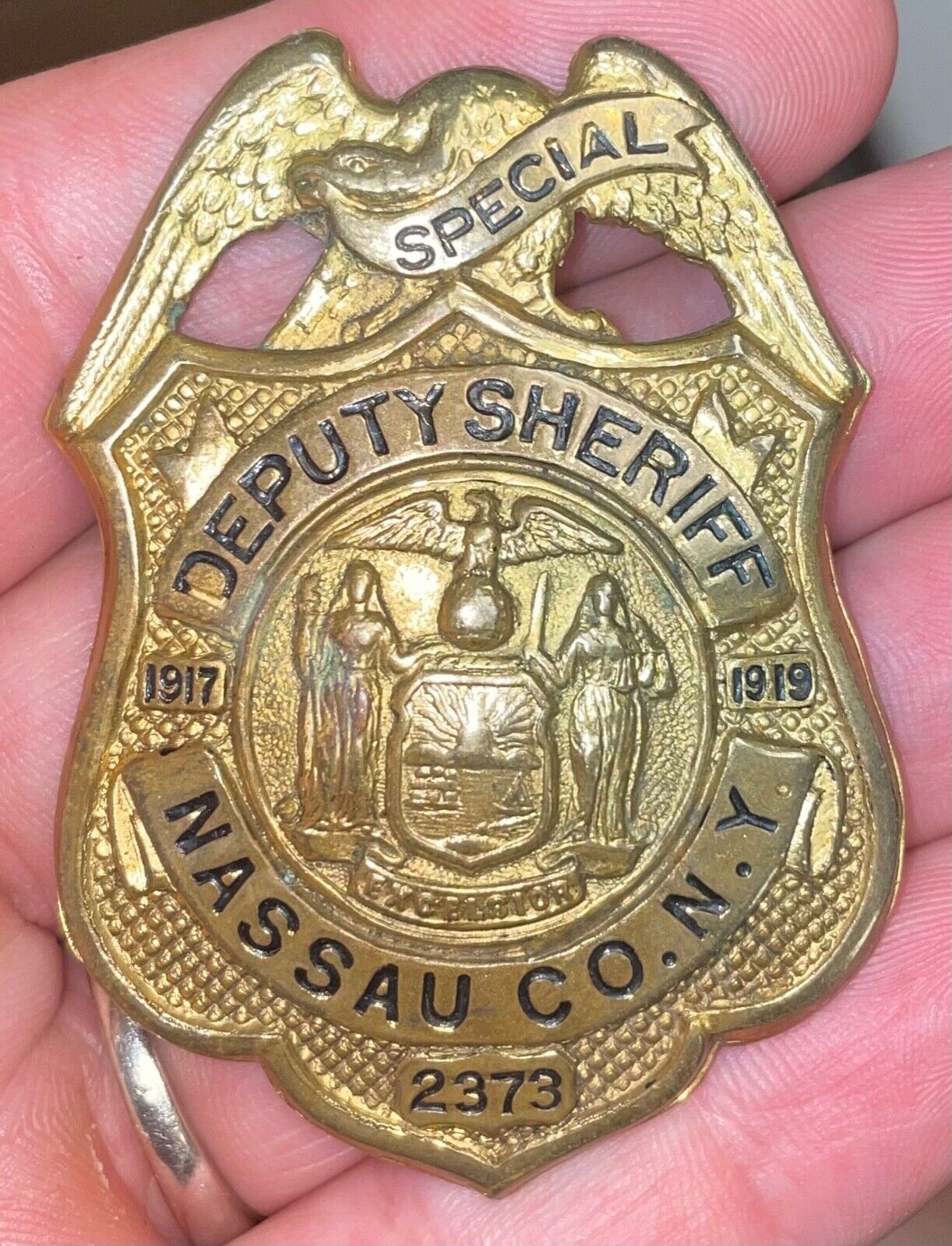Vintage Obsolete Nassau County NY Special Deputy Sheriff's Badge 1917 Rare 2.5”