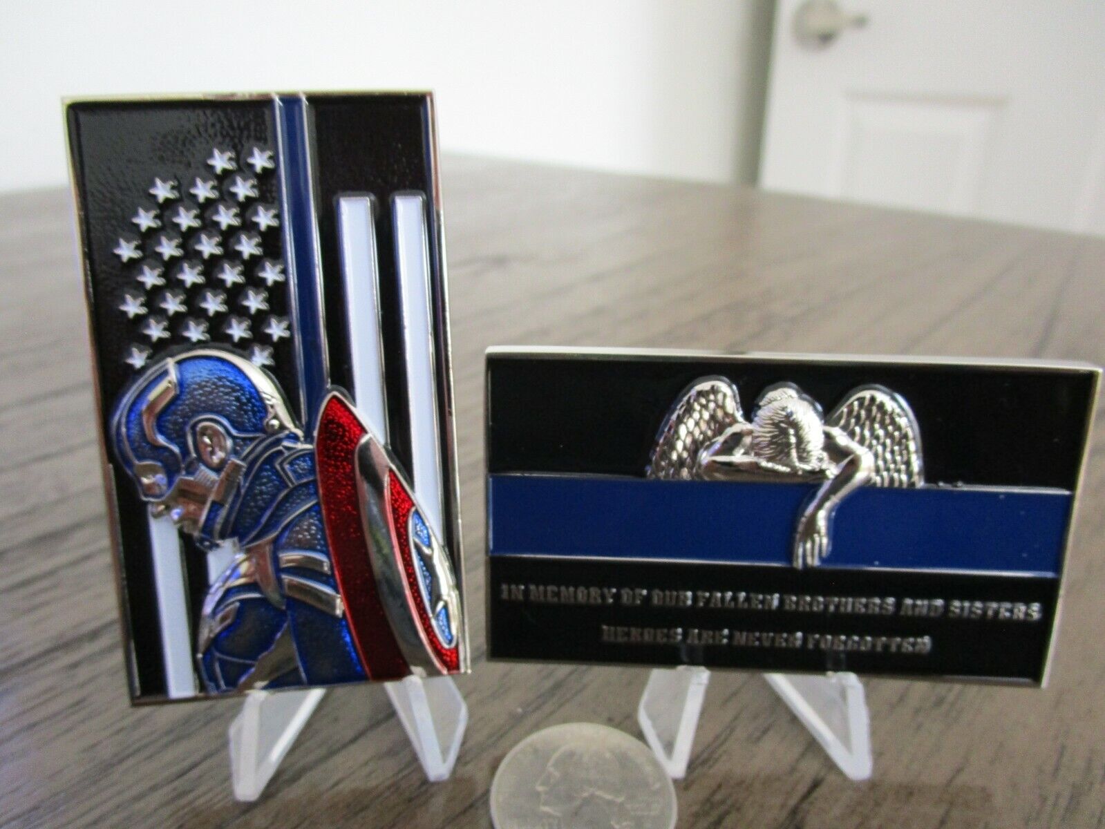 Captain America Avengers Thin Blue Line Law Enforcement Police Challenge Coin