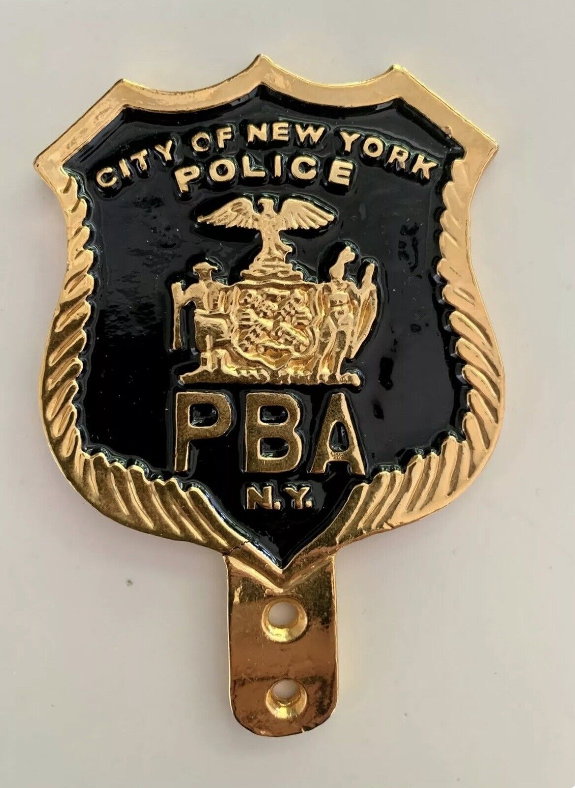 NYPD PBA Member Shield and Holder