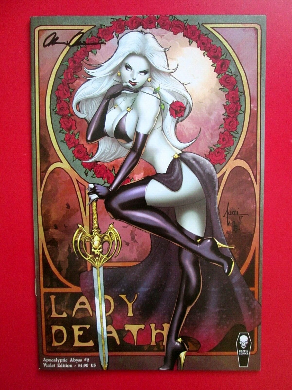LADY DEATH APOCALYPTIC ABYSS #2 Violet Ed (NM) BILLY TUCCI SIGNED PULIDO wCOA