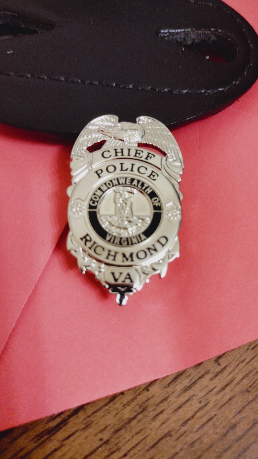 Obsolete Richmond Virginia Police Chief Badge Hallmark E.L.H.N. 