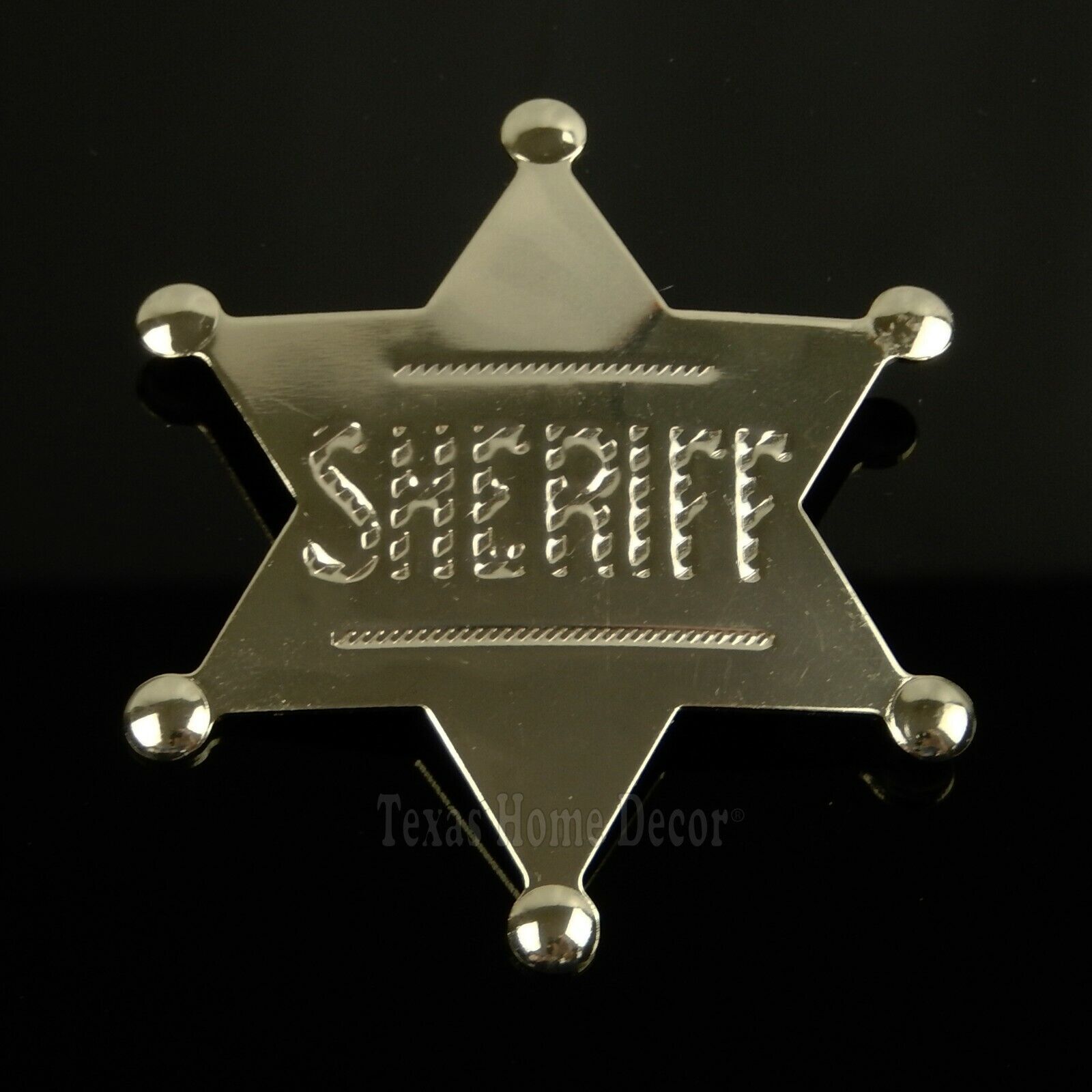 Sheriff Star Badge Wild West Gold Color Polished Shiny Finish Made in USA